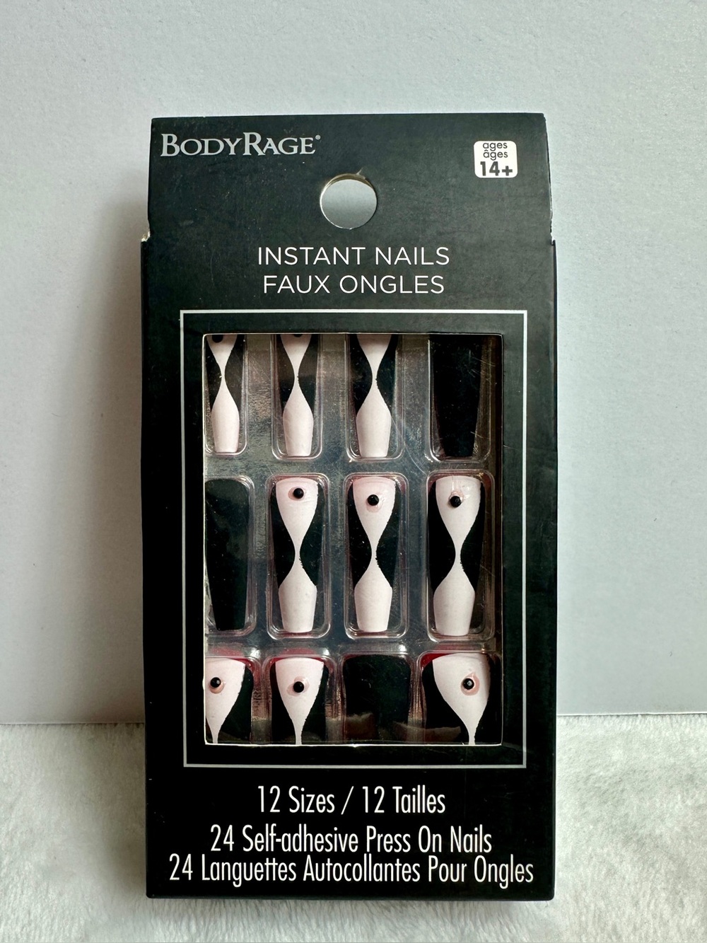 Spencer’s Body Rage Press on nails Hour glass Pink BlackTuxedo 24 pack | 12 size